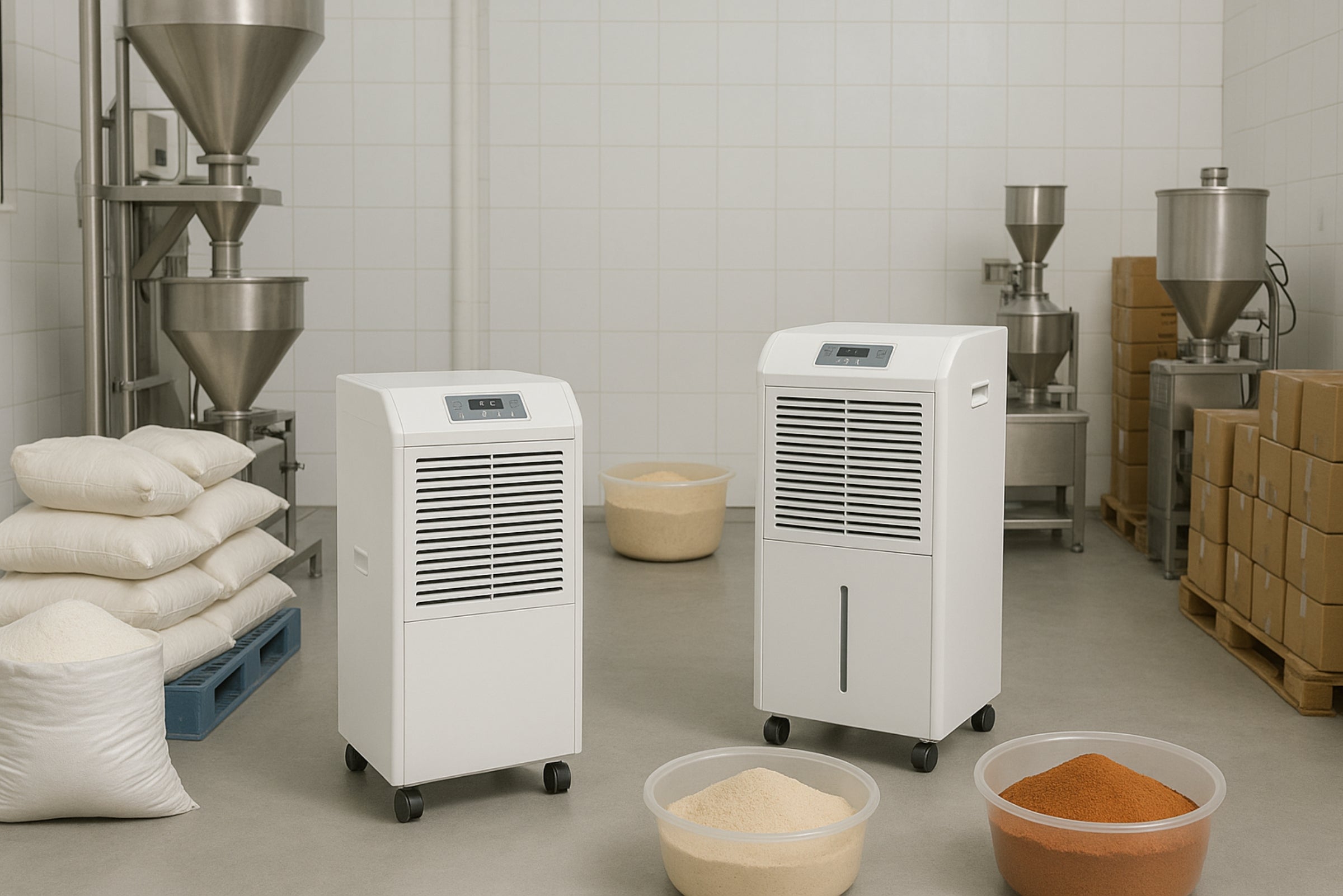 Dehumidifier in a masala and food powder manufacturing unit